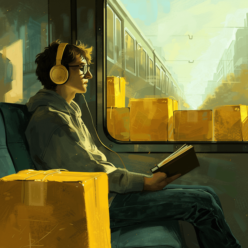 Julian sitting on the train